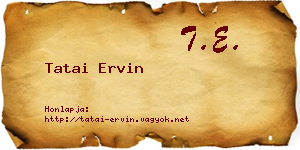 Tatai Ervin névjegykártya